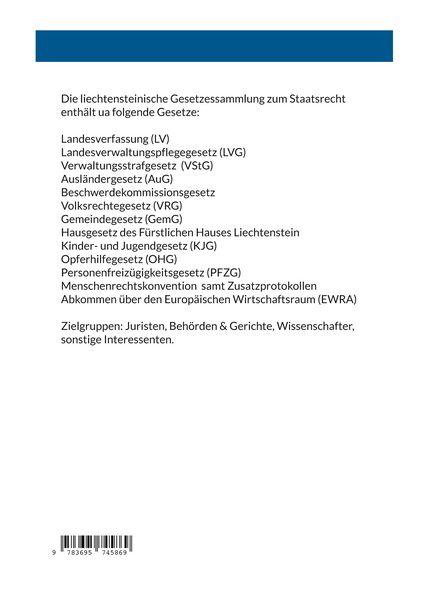 Produktbild: Gesetzessammlung des liechtensteinischen Rechts - Staatsrecht