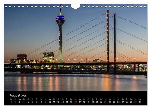 Produktbild: D&uuml;sseldorf - Ansichten am Abend (Wandkalender 2026 DIN A4 quer), CALVENDO Monatskalender