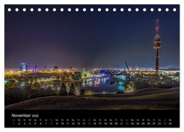 Produktbild: M&uuml;nchen bei Nacht (Tischkalender 2026 DIN A5 quer), CALVENDO Monatskalender