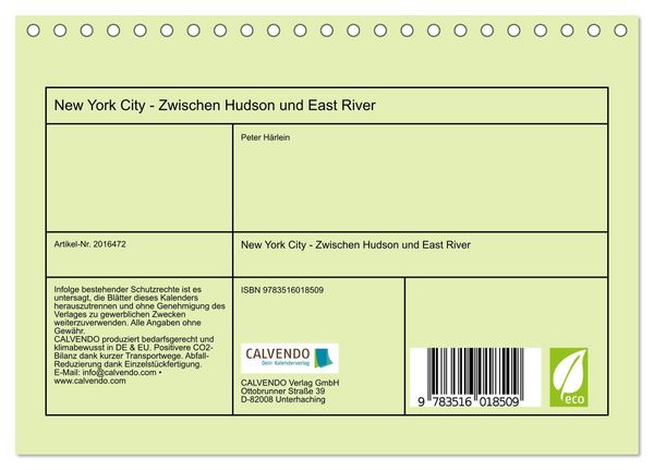Produktbild: New York City - Zwischen Hudson und East River (Tischkalender 2026 DIN A5 quer), CALVENDO Monatskalender