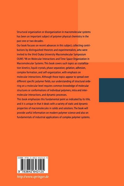 Produktbild: Molecular Interactions and Time-Space Organization in Macromolecular Systems