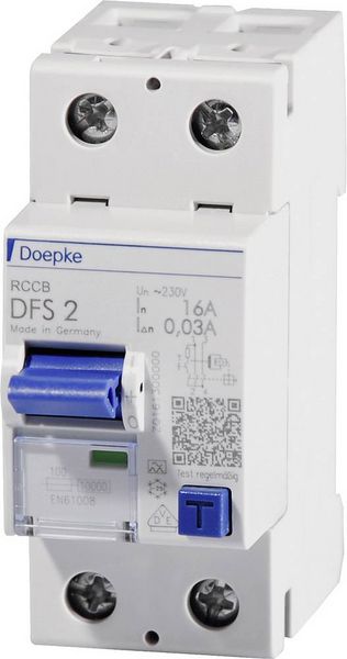 Produktbild: Doepke 09124601 DFS2 025-2/0,03-A 2polig 25/0,03A Fehlerstrom-Schutzschalter A 2polig 25 A 0.03 A 230 V