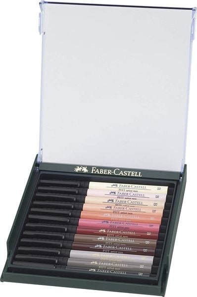 Produktbild: Faber-Castell Tuschestifte Pitt Artist Pens, 12er Set, Hautt&ouml;ne