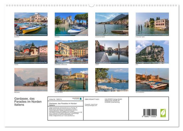 Produktbild: Gardasee, das Paradies im Norden Italiens (hochwertiger Premium Wandkalender 2026 DIN A2 quer), Kunstdruck in Hochglanz