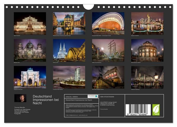 Produktbild: Deutschland Impressionen bei Nacht (Wandkalender 2026 DIN A4 quer), CALVENDO Monatskalender