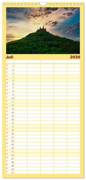 Produktbild: Familienplaner 2026 - S&uuml;ddeutschland im Fokus mit 5 Spalten (Wandkalender, 21 x 45 cm) CALVENDO