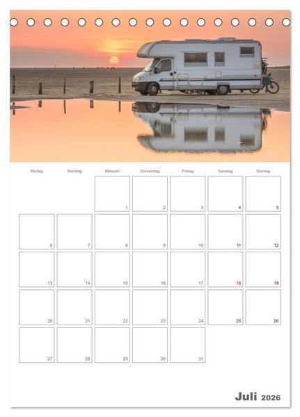 Produktbild: Wohnmobil Jahresplaner (Tischkalender 2026 DIN A5 hoch), CALVENDO Monatskalender