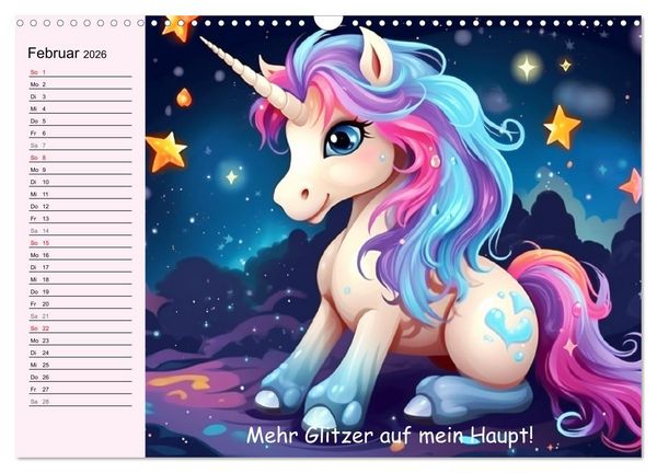 Produktbild: Unicorns! Lustige Einh&ouml;rner. Witzige Einhornspr&uuml;che und Weisheiten (Wandkalender 2026 DIN A3 quer), CALVENDO Monatskalender