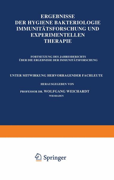 Produktbild: Ergebnisse der Hygiene Bakteriologie Immunit&auml;tsforschung und Experimentellen Therapie