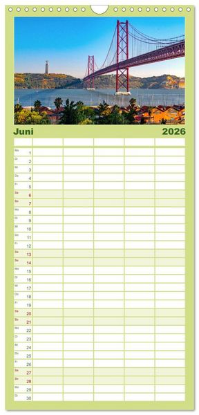Produktbild: Familienplaner 2026 - Lissabon - Portugals sch&ouml;ne Hauptstadt. mit 5 Spalten (Wandkalender, 21 x 45 cm) CALVENDO