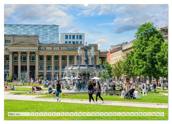 Produktbild: Stuttgart Stadtrundgang (Wandkalender 2026 DIN A2 quer), CALVENDO Monatskalender