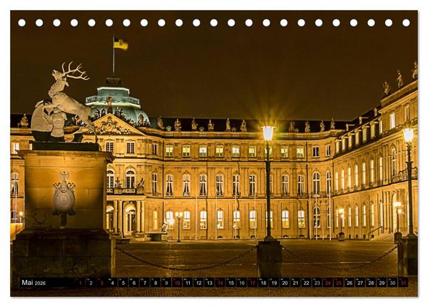 Produktbild: Stuttgart - Blue City Lights (Tischkalender 2026 DIN A5 quer), CALVENDO Monatskalender