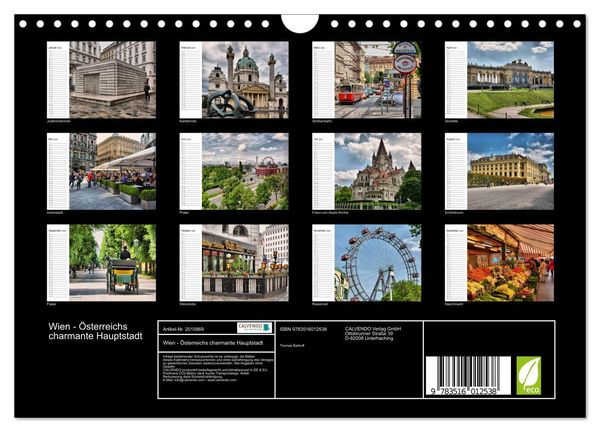 Produktbild: Wien - &Ouml;sterreichs charmante Hauptstadt (Wandkalender 2026 DIN A4 quer), CALVENDO Monatskalender