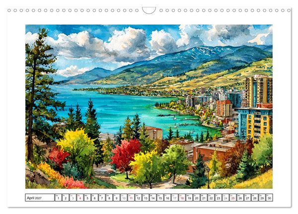 Produktbild: Kanada in Farben. Aquarelle zwischen Skyline und Wildnis (Wandkalender 2027 DIN A3 quer), CALVENDO Monatskalender