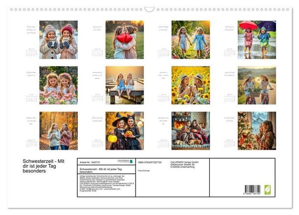 Produktbild: Schwesterzeit - Mit dir ist jeder Tag besonders (Wandkalender 2026 DIN A2 quer), CALVENDO Monatskalender