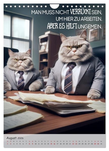 Produktbild: COOLE KATZEN Spr&uuml;cheklopfer (Wandkalender 2026 DIN A4 hoch), CALVENDO Monatskalender