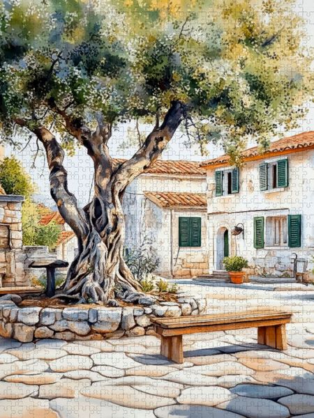 Produktbild: CALVENDO Puzzle Ein malerischer Dorfplatz in der Region Dalmatien | 1000 Teile Lege-Gr&ouml;&szlig;e 64x48cm Foto-Puzzle f&uuml;r gl&uuml;ckliche Stunden