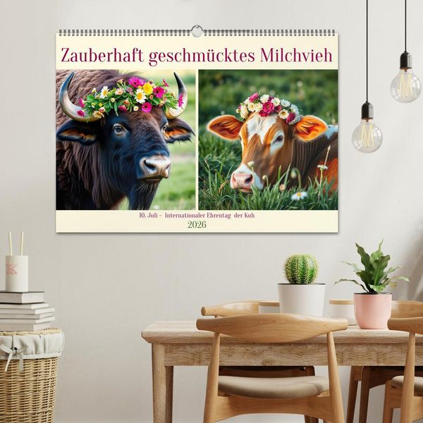 Produktbild: Zauberhaft geschm&uuml;cktes Milchvieh (Wandkalender 2026 DIN A2 quer), CALVENDO Monatskalender