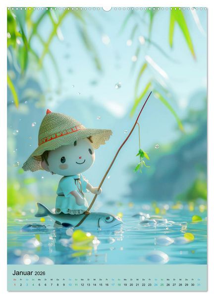 Produktbild: Verspielte 3D Welt - Im japanischen Stil (Wandkalender 2026 DIN A2 hoch), CALVENDO Monatskalender
