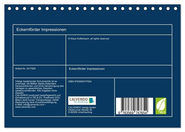 Produktbild: Eckernf&ouml;rder Impressionen (Tischkalender 2027 DIN A5 quer), CALVENDO Monatskalender