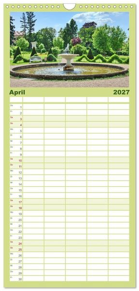 Produktbild: Familienplaner 2027 - Schlossgarten Neustrelitz mit 5 Spalten (Wandkalender, 21 x 45 cm) CALVENDO