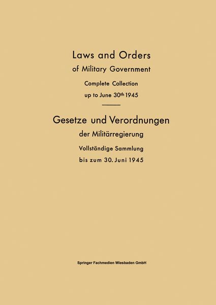 Produktbild: Laws and Orders of Military Government / Gesetze und Verordnungen der Milit&auml;rregierung