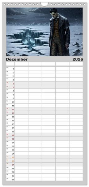 Produktbild: Familienplaner 2026 - Victor Frankenstein und seine Sch&ouml;pfung mit 5 Spalten (Wandkalender, 21 x 45 cm) CALVENDO