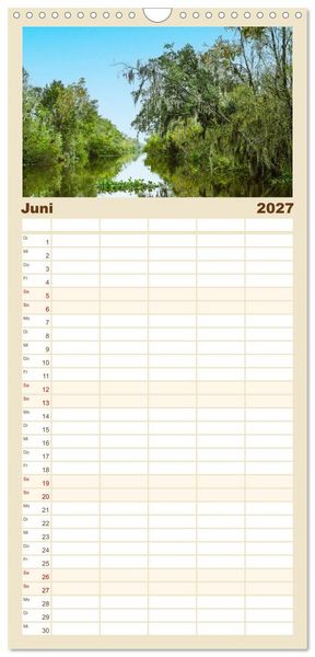 Produktbild: Familienplaner 2027 - Louisiana - S&uuml;mpfe und Plantagenh&auml;user mit 5 Spalten (Wandkalender, 21 x 45 cm) CALVENDO