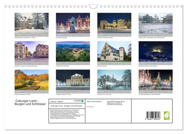 Produktbild: Coburger Land - Burgen und Schl&ouml;sser (Wandkalender 2026 DIN A3 quer), CALVENDO Monatskalender