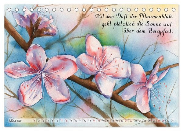 Produktbild: Aquarelle und Haiku von Basho (Tischkalender 2026 DIN A5 quer), CALVENDO Monatskalender