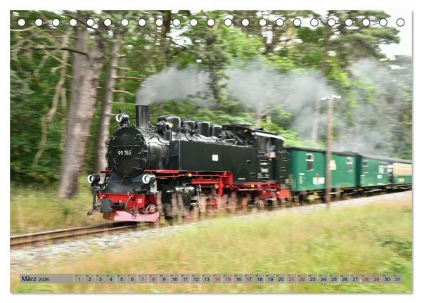 Produktbild: Mit Dampf durch die Natur R&uuml;gens (Tischkalender 2026 DIN A5 quer), CALVENDO Monatskalender