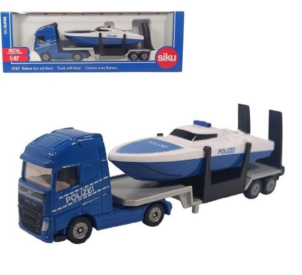 Produktbild: Siku 1757 - Volvo LKW mit Boot, 155x36x46mm