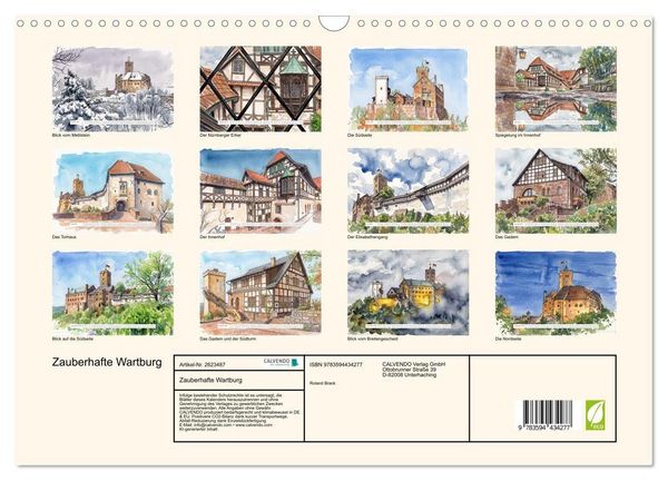 Produktbild: Zauberhafte Wartburg (Wandkalender 2027 DIN A3 quer), CALVENDO Monatskalender
