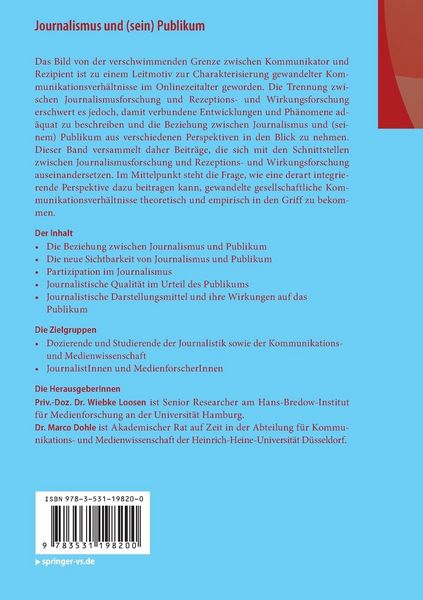 Produktbild: Journalismus und (sein) Publikum