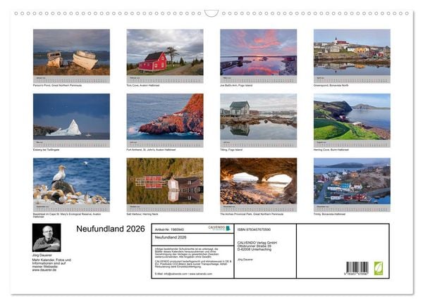 Produktbild: Neufundland 2026 (Wandkalender 2026 DIN A2 quer), CALVENDO Monatskalender