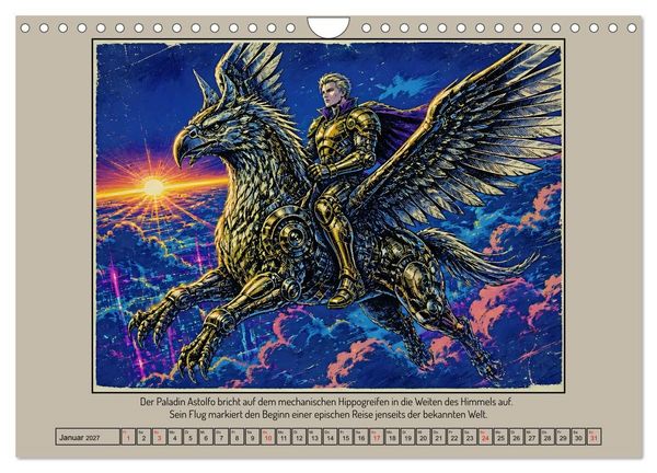 Produktbild: Ritter Roland in der Cyberwelt: Orlando furioso im Cyberpunk-Stil (Wandkalender 2027 DIN A4 quer), CALVENDO Monatskalender