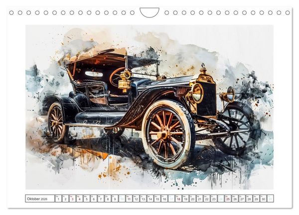 Produktbild: Aquarell Oldtimer (Wandkalender 2026 DIN A4 quer), CALVENDO Monatskalender