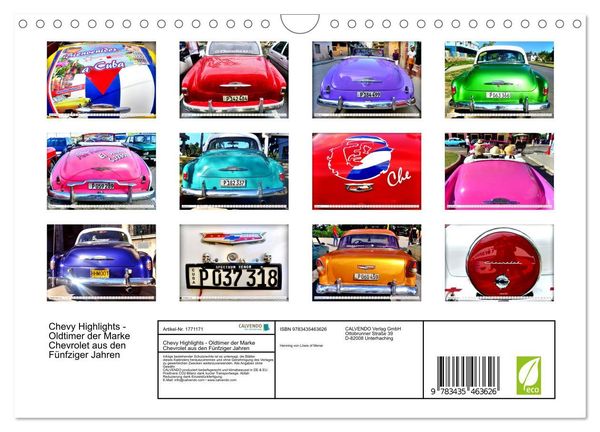 Produktbild: Chevy Highlights - Oldtimer der Marke Chevrolet aus den F&uuml;nfziger Jahren (Wandkalender 2025 DIN A4 quer), CALVENDO Monatskalender