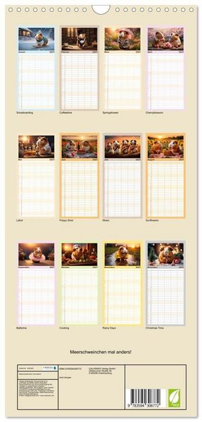 Produktbild: Familienplaner 2027 - Meerschweinchen mal anders! mit 5 Spalten (Wandkalender, 21 x 45 cm) CALVENDO