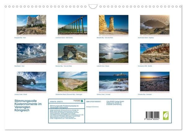 Produktbild: Stimmungsvolle K&uuml;stenmomente im Vereinigten K&ouml;nigreich (Wandkalender 2026 DIN A3 quer), CALVENDO Monatskalender