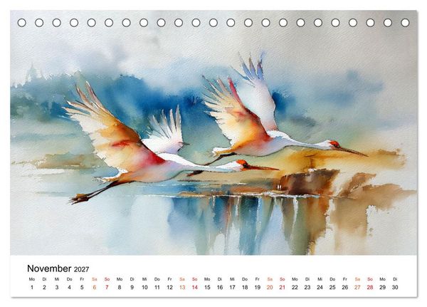 Produktbild: Kraniche zwischen Wind und Weite (Tischkalender 2027 DIN A5 quer), CALVENDO Monatskalender