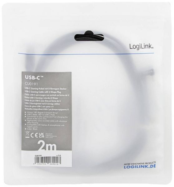 Produktbild: LogiLink USB-Kabel USB 2.0 USB-C&reg; Stecker 2.00 m Schwarz CU0191