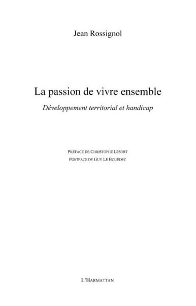 Produktbild: La passion de vivre ensemble - developpement territorial et