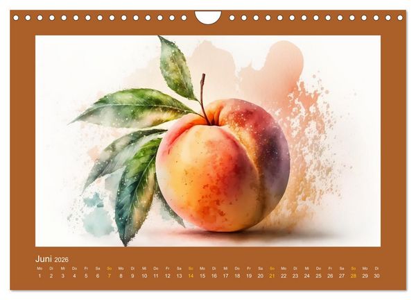 Produktbild: Fr&uuml;chte in Wasserfarben - Fruchtige KI-Kunst f&uuml;r das ganze Jahr (Wandkalender 2026 DIN A4 quer), CALVENDO Monatskalender