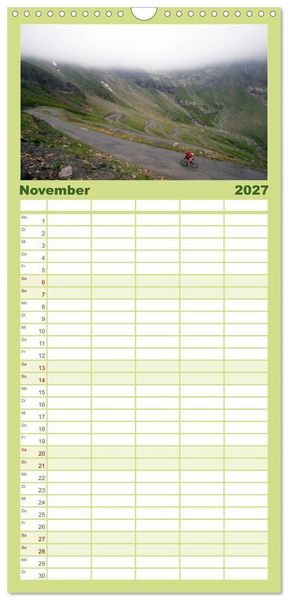 Produktbild: Familienplaner 2027 - Pyren&auml;enp&auml;sse mit dem Rennrad 2027 mit 5 Spalten (Wandkalender, 21 x 45 cm) CALVENDO