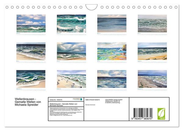 Produktbild: Wellenbrausen - Gemalte Wellen von Michaela Spreider (Wandkalender 2026 DIN A4 quer), CALVENDO Monatskalender