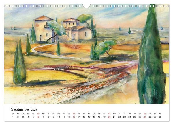 Produktbild: Toskana Aquarelle (Wandkalender 2026 DIN A3 quer), CALVENDO Monatskalender