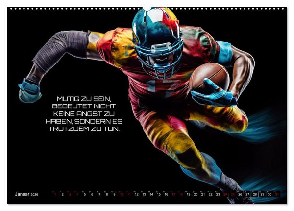 Produktbild: American Football und Motivation (hochwertiger Premium Wandkalender 2026 DIN A2 quer), Kunstdruck in Hochglanz