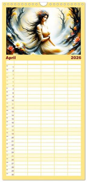 Produktbild: Familienplaner 2026 - Die Magie der Natur Monatsk&ouml;niginnen mit 5 Spalten (Wandkalender, 21 x 45 cm) CALVENDO