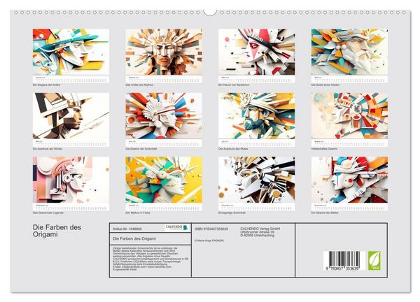 Produktbild: Die Farben des Origami (hochwertiger Premium Wandkalender 2026 DIN A2 quer), Kunstdruck in Hochglanz